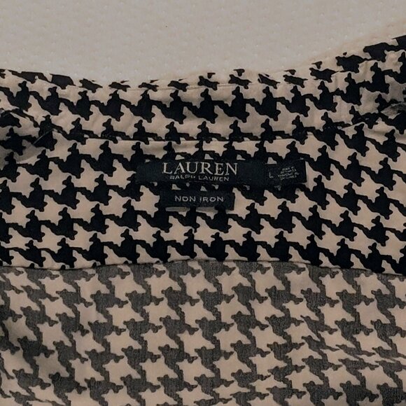 Ralph Lauren Houndstooth Button Down Non-Iron Shirt - Women's Large - Picture 5 of 6